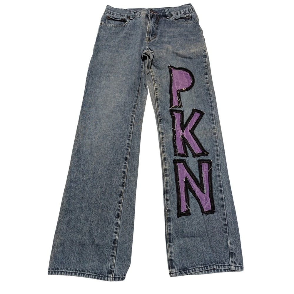 Urban Pipeline Women 30x32 Baggy Wide Leg Jeans Blue Purple PKN Patch Streetwear